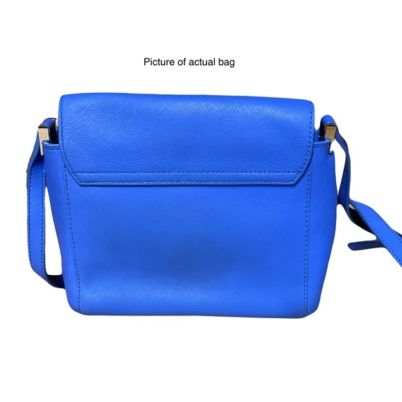 Kate Spade Blue Leather Bow Flap Crossbody Spacious Shoulder Bag 👜 Fits📱💄💵 - Picture 14 of 16